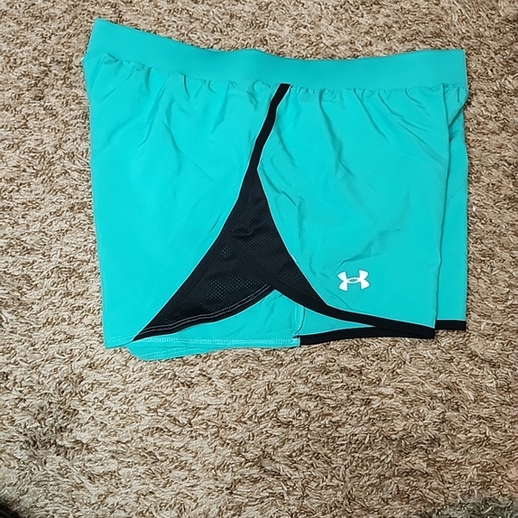 Under Armour Women's UA Fly-By 2.0 Shorts 1350196-369 Neptune/Black Running NEW - Picture 5 of 13